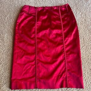 Beautiful red satin pencil skirt